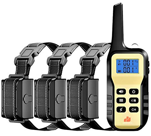 1100 Yard Remote Dog Shock Collar Automatic Stop Bark Training Device with Beeping Vibrating Shocking E-collar To Train 3 Small Medium to Large Dogs (3-dog kit)