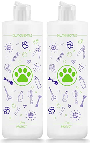 2 Pack Pet Shampoo Dilution Bottles, Specialties Mixing Bottle for Concentrated Dog Shampoo, Mixing Bottle for Dog Grooming Shampoo and Conditioner Grooms (2)