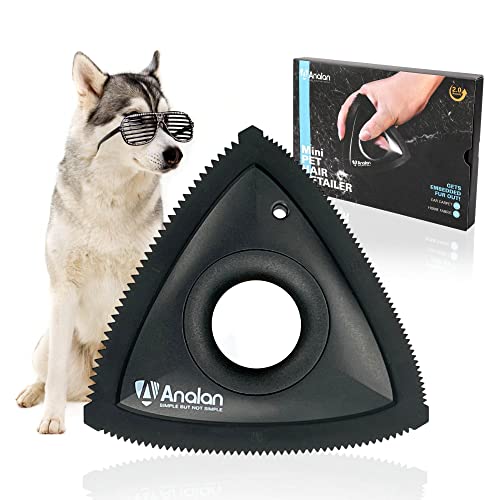 Analan Mini Pet Hair Remover for Car Detailing Supplies, Carpet Dog Hair Remover for Car Interior, Triangle Dog Hair Remover for Auto Detailing, Couch, Furniture, Lint, Carpet(Matte Black)