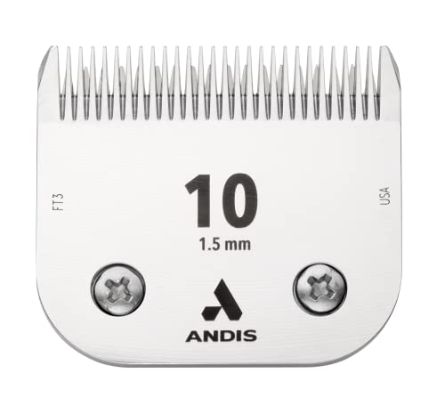 Andis – 64315, Ceramic Edge Detachable Pet Clipper Blade – Carbon-Infused Steel with Sharp Cutting Tech, Runs Cooler & Stays Sharper, Resists Rust & Heat, Size-10 - Fits AG, AGC & BDC Series, Chrome