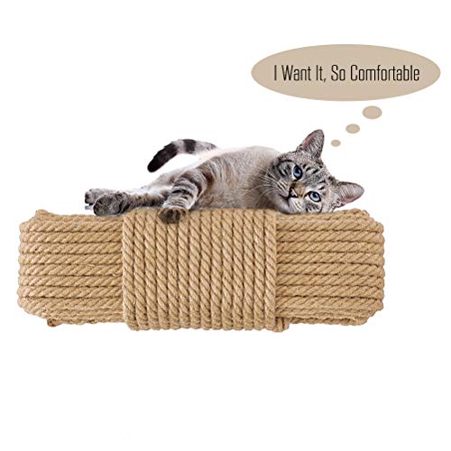 Aoneky Replacement Cat Scratching Post Sisal Rope - Hemp Rope for Cat Tree and Tower (1/4'' 66 Ft)