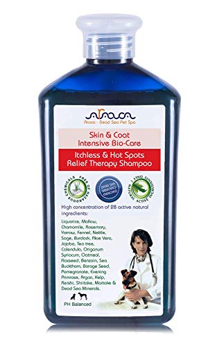 Arava Natural Medicated Dog Shampoo – Anti Yeast Anti Itch Dog Shampoo - Healthy Skin & Coat - First Aid in Hot Spots Ringworm Scrapes Abrasions & Dermatologic Infections