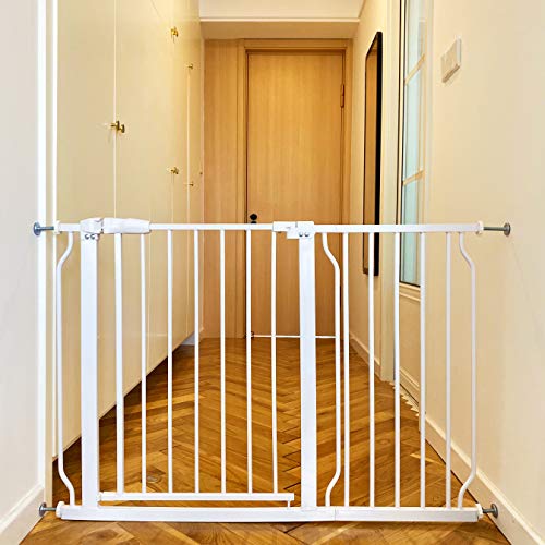 BalanceFrom Easy Walk-Thru Safety Gate for Doorways and Stairways with Auto-Close/Hold-Open Features, Multiple Sizes, White, Model: None, 43.3 - 48 inch