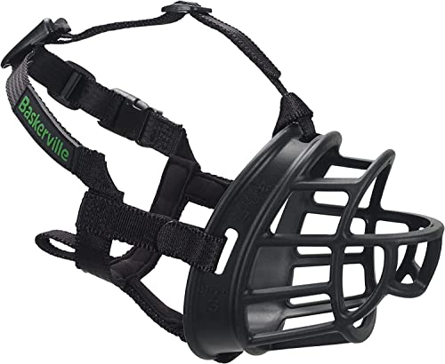 BASKERVILLE Ultra Dog Muzzle- Black Size 1, Perfect for Extra Small Dogs, Prevents Chewing and Biting, Basket allows Panting and Drinking-Comfortable, Humane, Adjustable, Lightweight, Durable, XS