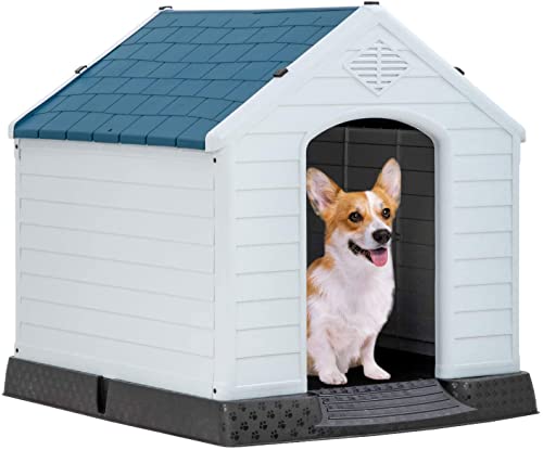 BestPet Large Dog House Insulated Kennel Durable Plastic Dog House for Small Medium Large Dogs Indoor Outdoor Weather & Water Resistant Pet Crate with Air Vents and Elevated Floor