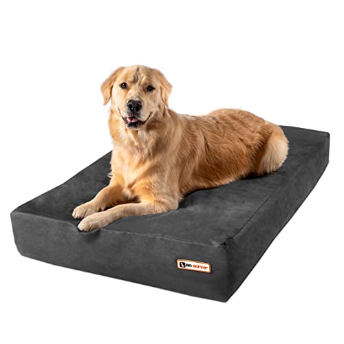 Big Barker Sleek Orthopedic Dog Bed - 7” Dog Sofa Bed for Large Dogs w/Washable Microsuede Cover - Sleek Elevated Dog Bed Made in The USA w/ 10-Year Warranty (Sleek, Large, Gray)