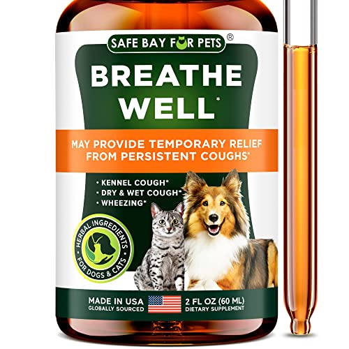 Breathe Well Herbal Drops Pets - Made in USA Kennel Cough, Allergy Relief & Natural Respiratory Support - Throat Soothe Supplement Dogs and Cats - Easy Add to Food to Make Your Pet Healthy, 1200