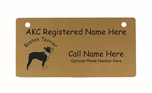 C1923 Boston Terrier Standing Crate Tag Personalized with Your Dog's Name