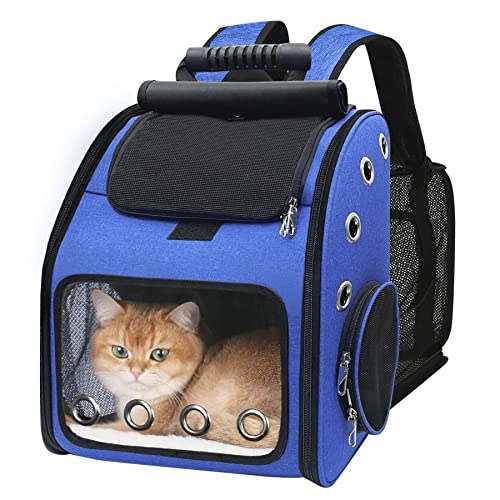 Cat Carrier for Airplane Travel - Expandable Breathable Mesh Cat Backpacks Carrier Small Medium Dog Fit Up to 15 Lbs, Ideal for Travel, Hiking, Camping