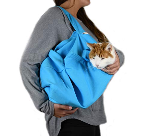 Cat-in-The-Bag Cozy Comfort Carrier Small Light Blue Cat Bag Pet Carrier for Grooming, Vet Visits, Medication Administration, Dental Care, Bathing, Nail Trimming and Car Travel