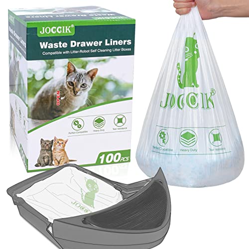 Cat Litter Box Liner Bags Compatible with Self-Cleaning Litter Box Robot 100 Pack, Waste Drawer Liners Heavy Duty White 9-11 Gallons Replacement Bags…