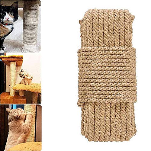 Cat Natural Sisal Rope for Scratching Post Tree Replacement, Hemp Rope for Repairing, Replacement Cat Tree and Tower (6mm 66Ft)