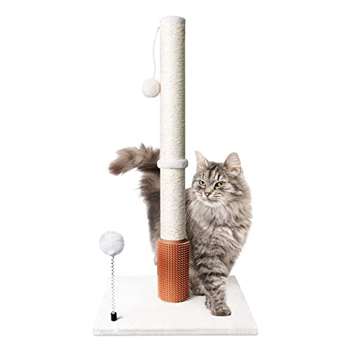 Cat Post for Indoor Cats, LIOOPET 28 Inches Tall Cat Scratching Posts for Large Cats Heavy Duty, Vertical Cat Scratcher with Self Groomer for Adult Cats