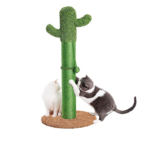 Catinsider 34" Cactus Cat Scratching Post with Dangling Ball for All Cats Large Version Brown