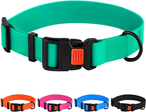 CollarDirect Adjustable Dog Collar Colorful Waterproof Pet Collars for Small Medium Large Dogs Puppy Pink Black Blue Mint Green Orange (Neck Fit 18"-26", Mint Green)