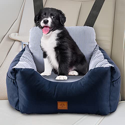 Dog Car Seat, Pet Booster Seat with Bed for Puppy and Kitten Pet Bed for Indoor with Storage Bag Harness Strap