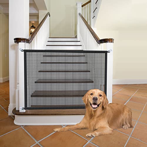 Dog Gate for Stairs Pet Gates for The House: Dogs Screen Mesh Gate for Doorways Stairways Indoor Safety 29 inch Tall, 45 inch Wide