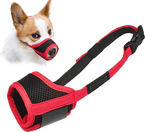 Dog Muzzle Anti Barking Biting and Chewing, with Comfortable Mesh Soft Fabric and Adjustable Strap, Suitable for Small, Medium and Large Dogs