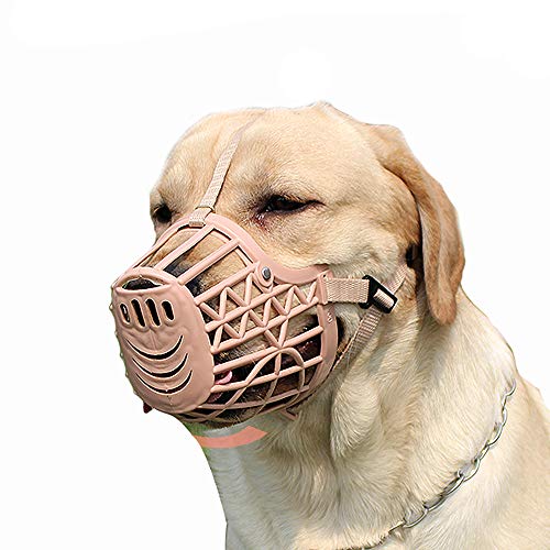 Dog Muzzle, Basket Cage Muzzle for Small, Medium, Large Dogs to Stop Barking, Biting and Chewing (Size 3 - Snout - 9" - Corgi, Beige)