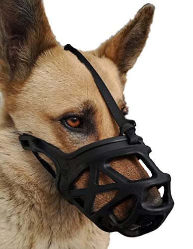 Dog Muzzle, Breathable Basket Muzzles for Small, Medium, Large and X-Large Dogs, Stop Biting, Barking and Chewing, Best for Aggressive Dogs (X-Large, Black)