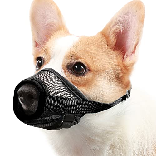 Dog Muzzle with Adjustable Strap to Prevent Biting Barking and Chewing, Air Mesh Breathable Pet Muzzle for Small Medium Large Dogs