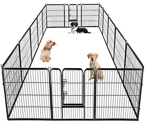 Dog Pen Extra Large Indoor Outdoor Dog Fence Playpen Heavy Duty 16 Panels 40 Inches Exercise Pen Dog Crate Cage Kennel Black