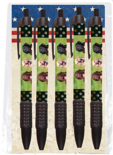 Dog Themed Ballpoint Pens with Grip - 5 Pack (Made in USA) (Labrador Retriever)