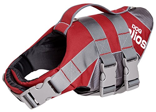 DOGHELIOS 'Splash-Explore' Outdoor Performance 3M Reflective and Adjustable Buoyant Safety Floating Pet Dog Life Jacket Vest Harness, Small, Red