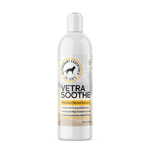 Dr. Boe's Veterinary Essentials VetraSoothe Medicated Oatmeal Shampoo - Powerful Relief for Itchy & Flaky Skin for Dogs and Cats - 16 fl. oz
