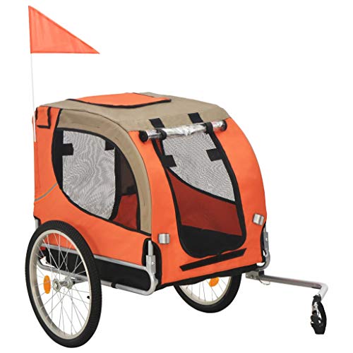 Festnight 2-in-1 Dog Bike Trailer and Jogging Stroller with Mesh Windows and Safety Flag Folding Suspension Pet Bicycle Carrier Animal Bike Stroller for Cat Puppy Dog