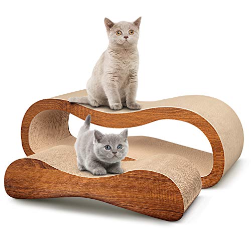 FluffyDream 2 in 1 Cat Scratcher Cardboard Lounge Bed, Cat Scratching Post, Durable Board Pads Prevents Furniture Damage,Large