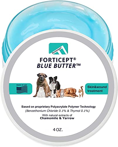 Forticept Blue Butter – Hot Spot Treatment for Dogs & Cats | Dog Wound Care | Skin Yeast Infections, Ringworm, Cuts, Rashes, First Aid Veterinary Strength Topical Ointment 4oz