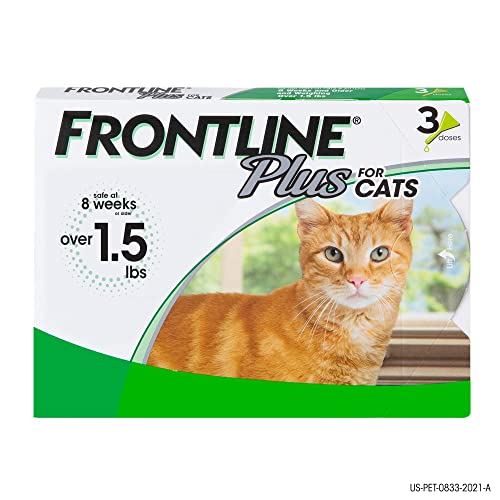 FRONTLINE Plus Flea and Tick Treatment for Cats Over 1.5 lbs., 3 Treatments