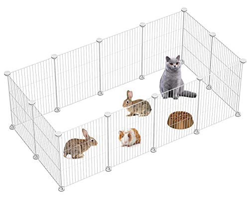 FUNLAX Small Animal Playpen, DIY Pet Playpen, Rabbit Cage, Guinea Pig Cages, Puppy Playpen, Kitten Playpen, Dog Gate, Wire Yard Fence Indoor/Outdoor for Hamster, Chicken, Hedgehog, Turtle 12 Panels