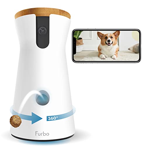 Furbo 360° Dog Camera: [New] Rotating 360° View Wide-Angle Pet Camera with Treat Tossing, Color Night Vision, 1080p HD Pan, 2-Way Audio, Barking Alerts, WiFi, Designed for Dogs