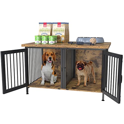 GDLF Double Dog Crate with Divider for 2 Small Dogs or 1 Dog, Furniture Style Kennel Indoor Cage with Removable Panel (Int.dims:36.2”Wx24.5”Dx21”H)