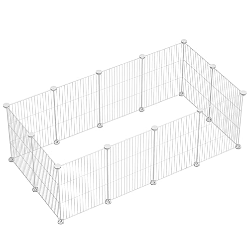 GIMTRR Pet Playpen, White Puppy Fence Portable Small Animals Cage, DIY Wire Dog Playpen Metal Yard Fence for Guinea Pig, Rabbit, Hamster, Kitten, Turtle, Hedgehog, Indoor Outdoor