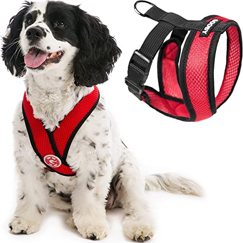 Gooby Comfort X Head in Harness - Red, Large - No Pull Small Dog Harness, Patented Choke-Free X Frame - Perfect on The Go Dog Harness for Medium Dogs No Pull or Small Dogs for Indoor and Outdoor Use