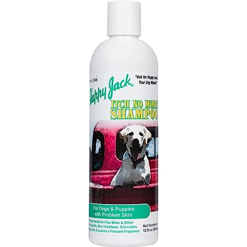 Happy Jack Itch No More Dog Itchy Skin Shampoo & Treatment (12 oz), Flea Bites, Allergies & Itchy Skin Relief, Stops Itching, Scratching & Gnawing on First Application, Healthy Dog Skin & Coat