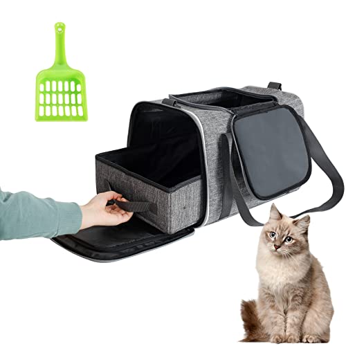 HiCaptain Travel Portable Cat Litter Box - Portable Cat Litter Carrier Lightweight Leak-Proof Collapsible Litter Box for Cat, Fits for Kitten up to 15 lb to Road Trip, Camping, Hiking, or Hotel