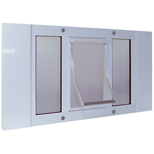 Ideal Pet Products Aluminum Sash Window Pet Door, Adjustable to Fit Window Widths from 33" to 38", 10-1/2” x15” Flap Size