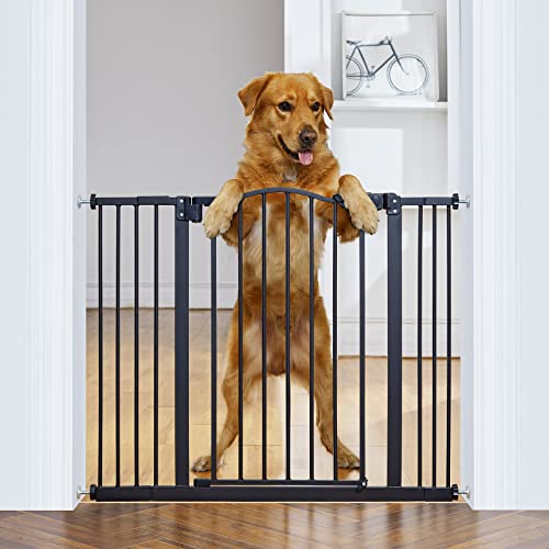 InnoTruth 29-39.6" Baby Gate for Pets, Auto Close Both Sides Dog Gate with One-Hand Opening, 30" Tall Safety Gates for Stairs, Hallways, Bedrooms, Wall Pressure Mount No Drill, Black