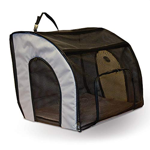 K&H Pet Products Travel Safety Carrier for Pets, Dog Crate for Car Travel, Soft-Sided Carrier for Cats and Small Dogs, Portable Car Seat Kennel, Gray/Black Small 17 X 16 X 15 Inches