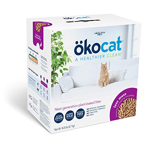 ökocat Less Mess Natural Wood Clumping Cat Litter Mini-Pellets, Great for Long-Hair Breeds, Medium, 14.8 lbs.