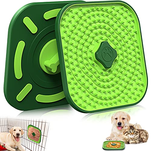 Licking Mat for Dogs Crate, 7.1" Large Size Lick Mats for Interaction with Dogs, Licking Mat Treats Boredom & Reducing Dog Anxiety, Soft & Safe Secures to Crate Peanut Butter Lick Pad for Training