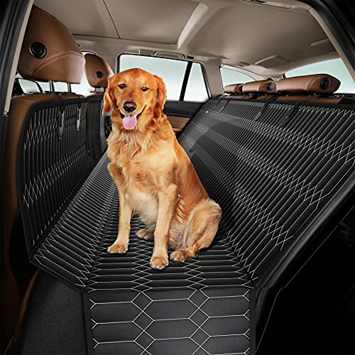 Magnelex Dog Car Seat Cover – Dog Hammock with Mesh Window for Cars, Trucks & SUVs. Safeguard Upholstery from Mud and Fur. Waterproof and Nonslip Backseat Protector. Includes Dog Seat Belt.