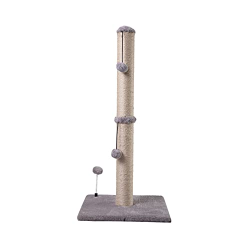MECOOL 34“ Tall Cat Scratching Post Premium Basics Kitten Scratcher Sisal Scratch Posts Trees with Hanging Ball for Indoor Cats (34 inches for Adult Cats, Gray)