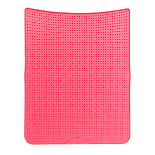 Messy Cats Silicone Litter Mat with Soft Graduated Spikes, 18" x 14", Watermelon