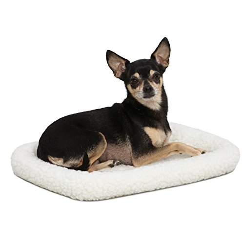 MidWest Homes for Pets Bolster Pet Bed for Dogs & Cats 18L-Inch White Fleece Dog Bed or Cat Bed w/ Comfortable Bolster | Ideal for 'Toy' Dog Breeds & Fits an 18-Inch Dog Crate