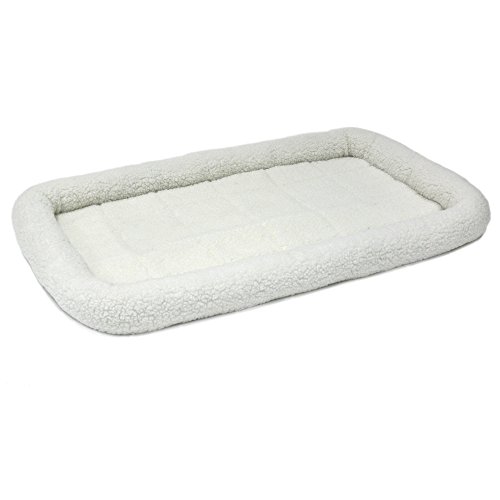 MidWest Homes for Pets Bolster Pet Bed for Dogs & Cats 48L-Inch White Fleece Dog Bed or Cat Bed w/ Comfortable Bolster | Ideal for Extra Large Dog Breeds & Fits a 48-Inch Dog Crate